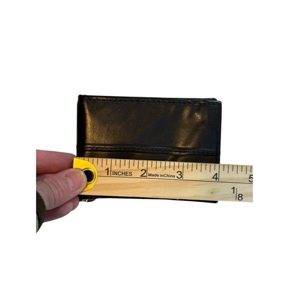 Genuine Leather Black Bi-Fold Wallet With Multiple Card Slots Mens - Picture 4 of 8